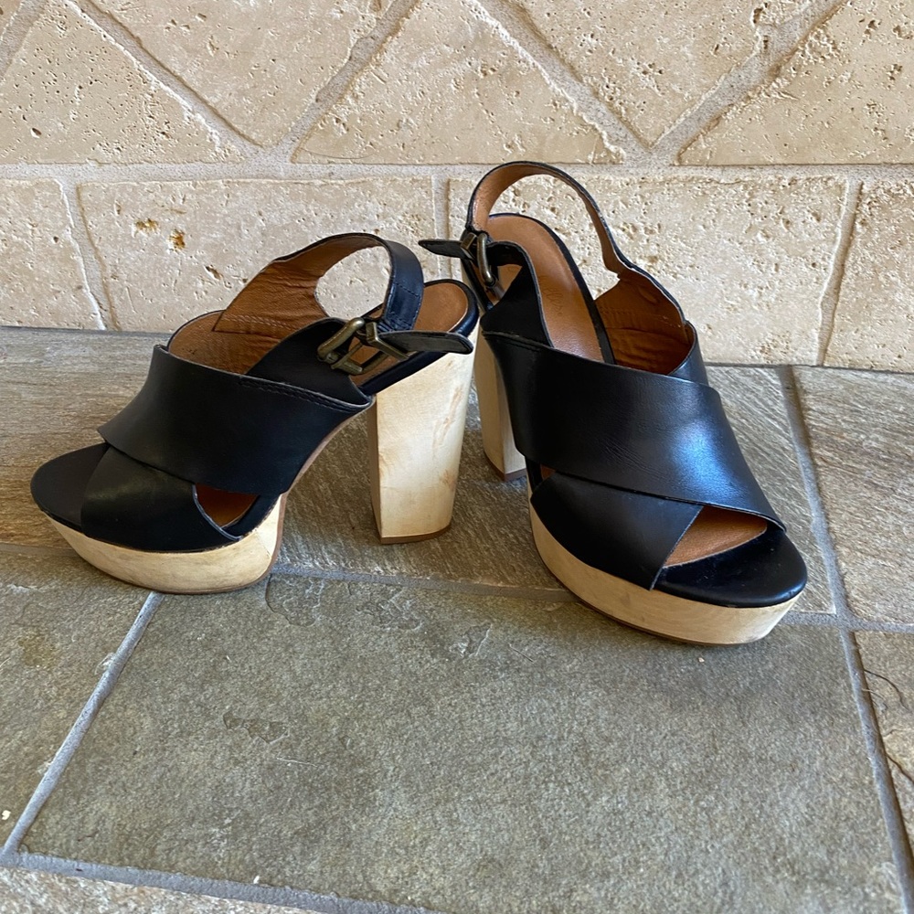 Seychelles platform wedge shoes black, size 6.5